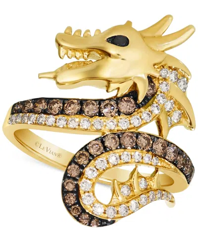 Le Vian Chocolate Diamond, Nude Diamond, & Blackberry Diamond Dragon Ring (3/4 Ct. T.w.) In 14k Gold In Yellow Gold
