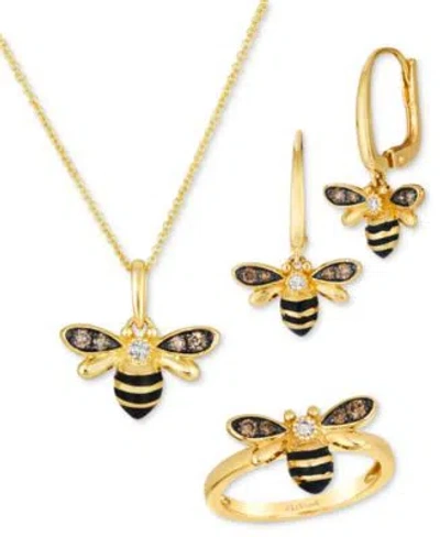 Le Vian Chocolate Diamond Nude Diamond Honeybee Ring Earrings Necklace In 14k Honey Gold Earrings