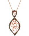 Le Vian Chocolate Diamond Openwork Swirl 18" Pendant Necklace (5/8 Ct. T.w.) In 14k Rose Gold In Gold