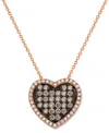 Le Vian Chocolate Diamonds (1/2 Ct. T.w.) & Vanilla Diamonds (1/6 Ct. T.w.) Heart 18" Pendant Necklace In 14 In Gold