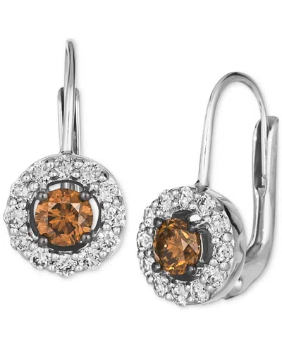 Le Vian Chocolate Diamonds (3/8 Ct. T.w.) & Nude Diamond (3/8 Ct. T.w.) Round Drop Earrings In 14k Vanilla G In White Gold
