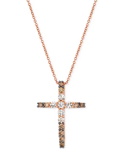 Le Vian Chocolate Ombre Diamond Cross 18" Pendant Necklace (1/2 Ct. T.w.) In 14k Gold (also Available In Ros In Rose Gold