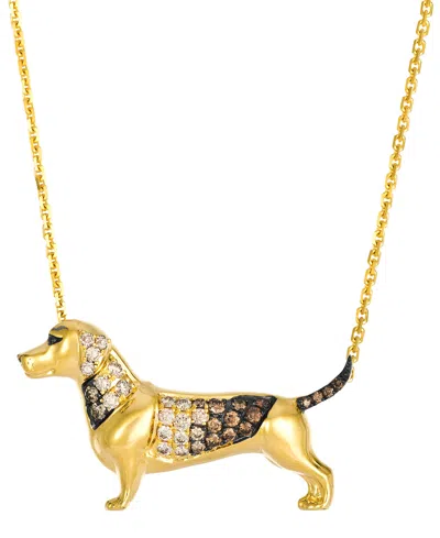 Le Vian Chocolate Ombre Diamond Dachshund Necklace (0.61 Ct. T.w.) In 14k Honey Gold