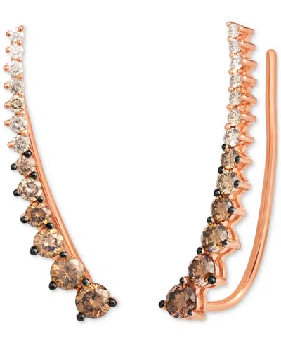Le Vian Chocolate Ombre Diamond Ear Climbers (7/8 Ct. T.w.) In 14k Rose Gold
