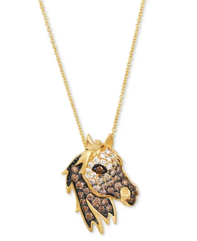 Le Vian Chocolate Ombre Diamond Horse Adjustable 20" Pendant Necklace (1/2 Ct. T.w.) In 14k Gold In No Color