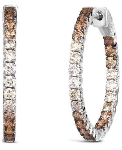 Le Vian Chocolate Ombre Diamond In & Out Small Hoop Earrings (2 Ct. T.w.) In 14k Gold, 1"
