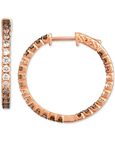 Le Vian Chocolate Ombre Diamond In & Out Small Hoop Earrings (2 Ct. T.w.) In 14k Gold, 1"