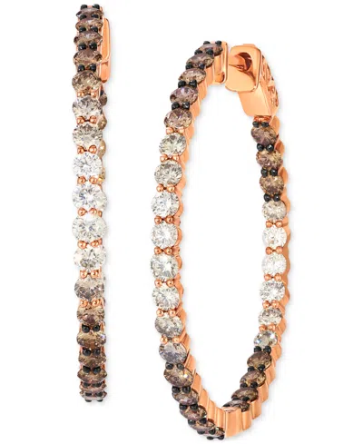 Le Vian Chocolate Ombre Diamond Medium Hoop Earrings (3 Ct. T.w.) In 14k Rose Gold, 1.3" In 14k Strawberry Gold Earrings
