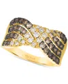 Le Vian Chocolate Ombre Diamond Multirow Crossover Ring (1-1/6 Ct. T.w.) In 14k Gold In Yellow Gold