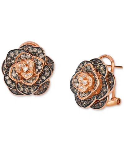 Le Vian Chocolate Ombre Diamond Rose Statement Earrings (1-1/2 Ct. T.w.) In 14k Rose Gold