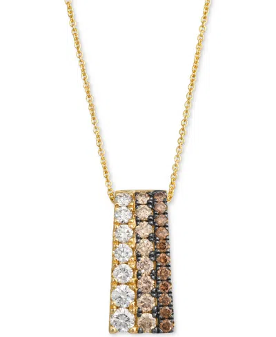 Le Vian Chocolate Ombre Diamond Triple Row Graduated Adjustable 20" Pendant Necklace (1-1/4 Ct. T.w.) In 14k In Yellow Gold
