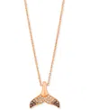 Le Vian Chocolate Ombre Diamond Whale Tail 19" Adjustable Pendant Necklace (1/5 Ct. T.w.) In 14k Rose Gold In Gold
