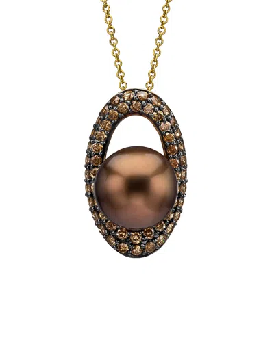 LE VIAN LE VIAN CHOCOLATE PEARLS 14K 1.05 CT. TW. DIAMOND 10-11 PEARL PENDANT NECKLACE