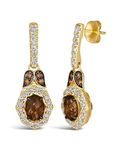 LE VIAN LE VIAN® CHOCOLATE QUARTZ® 14K 2.35 CT. TW. DIAMOND & SMOKY QUARTZ EARRINGS