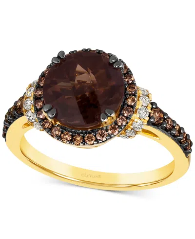 Le Vian Chocolate Quartz (2-3/4 Ct. T.w.) & Diamond (5/8 Ct. T.w.) Halo Ring In 14k Gold