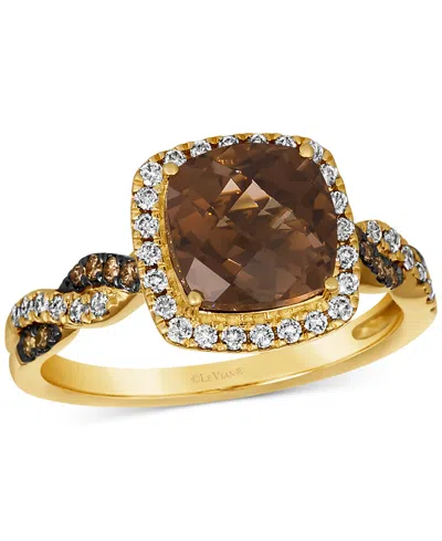 Le Vian Chocolate Quartz (2 Ct. T.w.) & Diamond (1/3 Ct. T.w.) Halo Braided Ring In 14k Gold In No Color