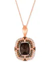 Le Vian Chocolate Quartz (3-1/2 Ct. T.w.) & Diamond (3/4 Ct. T.w.) Double Halo Pendant Necklace In 14k Rose In No Color
