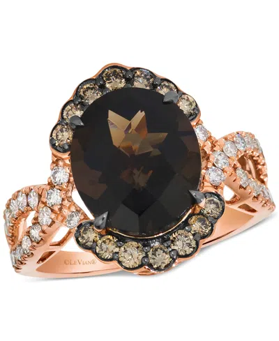 Le Vian Chocolate Quartz (4-3/8 Ct. T.w.), Nude Diamond (1/2 Ct. T.w.) & Chocolate Diamond (3/8 Ct. T.w.) Ri In Rose Gold