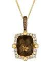 Le Vian Chocolate Quartz (4 Ct. T.w.) & Diamond (1/3 Ct. T.w.) Adjustable 20" Pendant Necklace In 14k Gold In Smokey Quartz