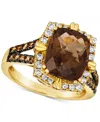 Le Vian Smokey Quartz (4 Ct. T.w.) & Diamond (5/8 Ct. T.w.) Halo Ring In 14k Yellow Gold In Smokey Quartz