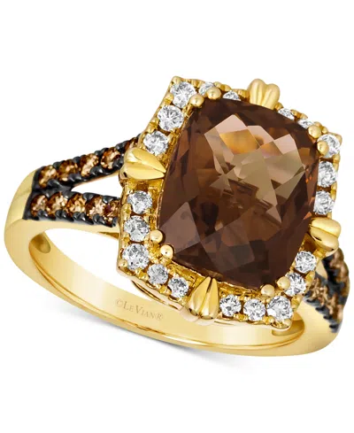 Le Vian Smokey Quartz (4 Ct. T.w.) & Diamond (5/8 Ct. T.w.) Halo Ring In 14k Yellow Gold