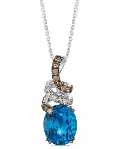 Le Vian Chocolate Shavings 14k 4.14 Ct. Tw. Diamond & Topaz Pendant In Blue