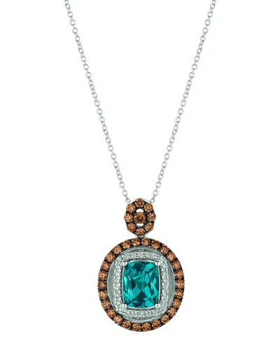 LE VIAN LE VIAN CHOCOLATIER 14K 3.21 CT. TW. DIAMOND & LONDON BLUE TOPAZ PENDANT NECKLACE