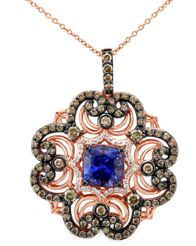 Le Vian Chocolatier 14k Rose Gold 3.44 Ct. Tw. Diamond & Tanzanite Pendant Necklace