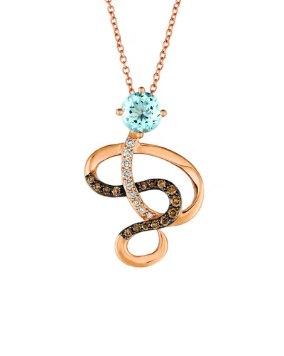 Le Vian ® Chocolatier 14k Strawberry Gold 0.84 Ct. Tw. Diamond & Aquamarine Pendant Necklace