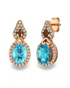 Le Vian ® Chocolatier 14k Strawberry Gold 2.95 Ct. Tw. Diamond & Blue Topaz Earrings In Brown