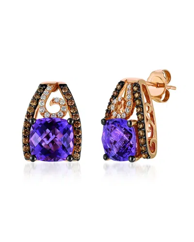 Le Vian Chocolatier 14k Strawberry Gold 4.47 Ct. Tw. Diamond & Amethyst Earrings