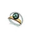 Le Vian Chocolatier 14k Tri Color Gold 0.45 Ct. Tw. Diamond 9-10mm Pearl Ring