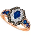 Le Vian Chocolatier Blueberry Sapphire (1 Ct. T.w.) & Diamond (3/8 Ct. T.w.) In 14k Rose & White Gold In Sapphire