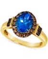 Le Vian Chocolatier Blueberry Tanzanite (1-3/4 Ct. T.w.) & Chocolate Diamonds (3/8 Ct. T.w.) Oval Halo Ring In No Color