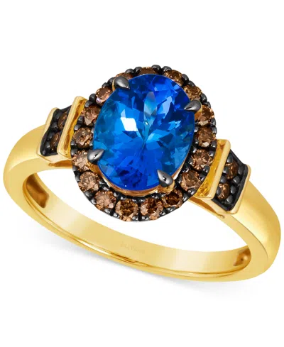 Le Vian Chocolatier Blueberry Tanzanite (1-3/4 Ct. T.w.) & Chocolate Diamonds (3/8 Ct. T.w.) Oval Halo Ring In No Color