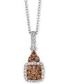 Le Vian Chocolatier Chocolate Diamond (1/3 Ct. T.w.) & Vanilla Diamond (1/10 Ct. T.w.) Pendant 18" Necklace In White Gold