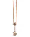 Le Vian Chocolatier Chocolate Diamond & Vanilla Diamond Double Drop Halo 18" Pendant Necklace (1/3 Ct. T.w.) In Gold