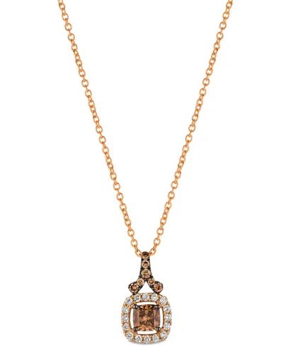 Le Vian Chocolatier Chocolate Diamond & Vanilla Diamond Halo 18" Pendant Necklace (1/2 Ct. T.w.) In 14k Rose In Gold