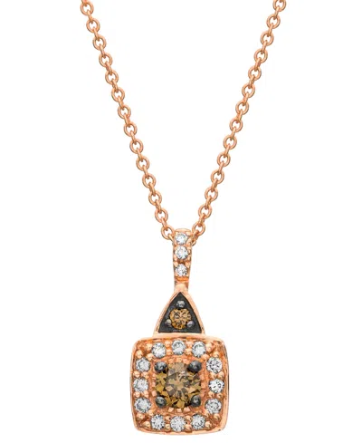 Le Vian Chocolatier Chocolate Diamond & Vanilla Diamond Halo Adjustable 20" Pendant Necklace (1/4 Ct. T.w.) In Rose Gold