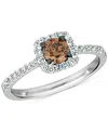 Le Vian Chocolatier Chocolate Diamond & Vanilla Diamond Halo Ring (3/4 Ct. T.w.) In 14k White Gold
