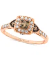 Le Vian Chocolatier Chocolate Diamond & Vanilla Diamond Halo Ring (3/8 Ct. T.w.) In 14k Rose Gold In Rose Gold