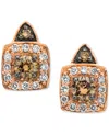 Le Vian Chocolatier Chocolate Diamond & Vanilla Diamond Halo Stud Earrings (1/3 Ct. T.w.) In 14k Rose Gold In Rose Gold