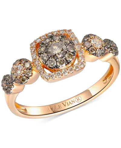 Le Vian Chocolatier Chocolate Diamond & Vanilla Diamond Multi Halo Ring (5/8 Ct. T.w.) In 14k Rose Gold