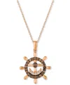 Le Vian Chocolatier Chocolate Diamond & Vanilla Diamond Nautical 20" Pendant Necklace In 14k Rose Gold