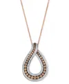 Le Vian Chocolatier Chocolate Diamond & Vanilla Diamond Open Teardrop Adjustable 20" Pendant Necklace (1-1/6