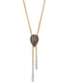 Le Vian Chocolatier Chocolate Diamond & Vanilla Diamond Pear Cluster 18" Lariat Necklace (1/2 Ct. T.w.) In 1 In 14k Honey Gold Necklace