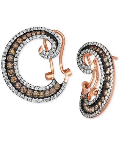 Le Vian Chocolatier Chocolate Diamond & Vanilla Diamond Spiral Hoop Earrings (1-3/8 Ct. T.w.) In 14k Rose Go In Gold