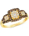 Le Vian Chocolatier Chocolate Diamond & Vanilla Diamond Square Framed Cluster Ring (1/2 Ct. T.w.) In 14k Gol In Gold
