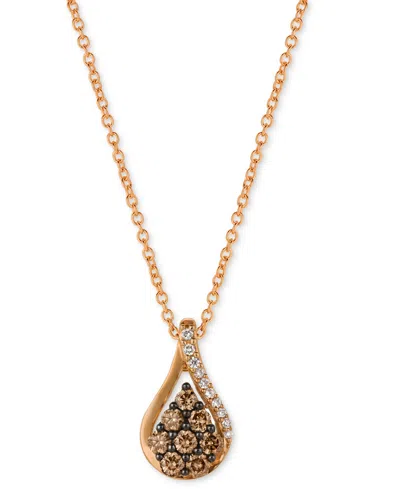Le Vian Chocolatier Chocolate Diamond & Vanilla Diamond Teardrop 20" Pendant Necklace (3/8 Ct. T.w.) In 14k 