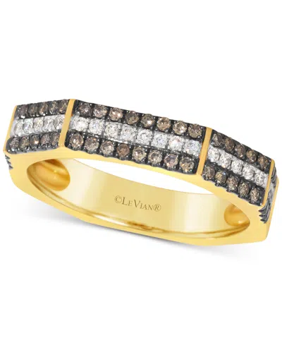 Le Vian Chocolatier Chocolate Diamond & Vanilla Diamond Three Row Ring (3/8 Ct. T.w.) In 14k Gold In 14k Honey Gold Ring